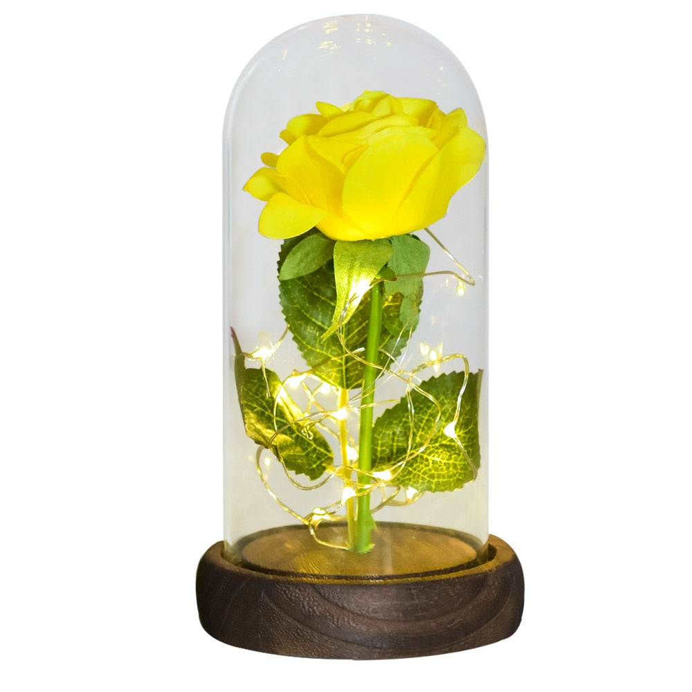 TEEK - Preserved Roses with LED Light Decor HOME DECOR theteekdotcom Silk Rose-Yellow  