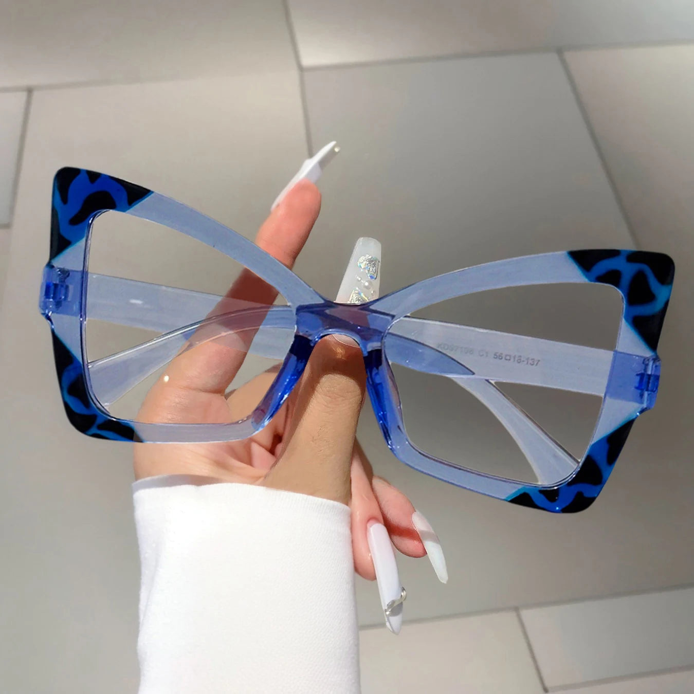 TEEK - Oversized Cat Eye Contrast Color Frame Eyewear EYEGLASSES theteekdotcom blue