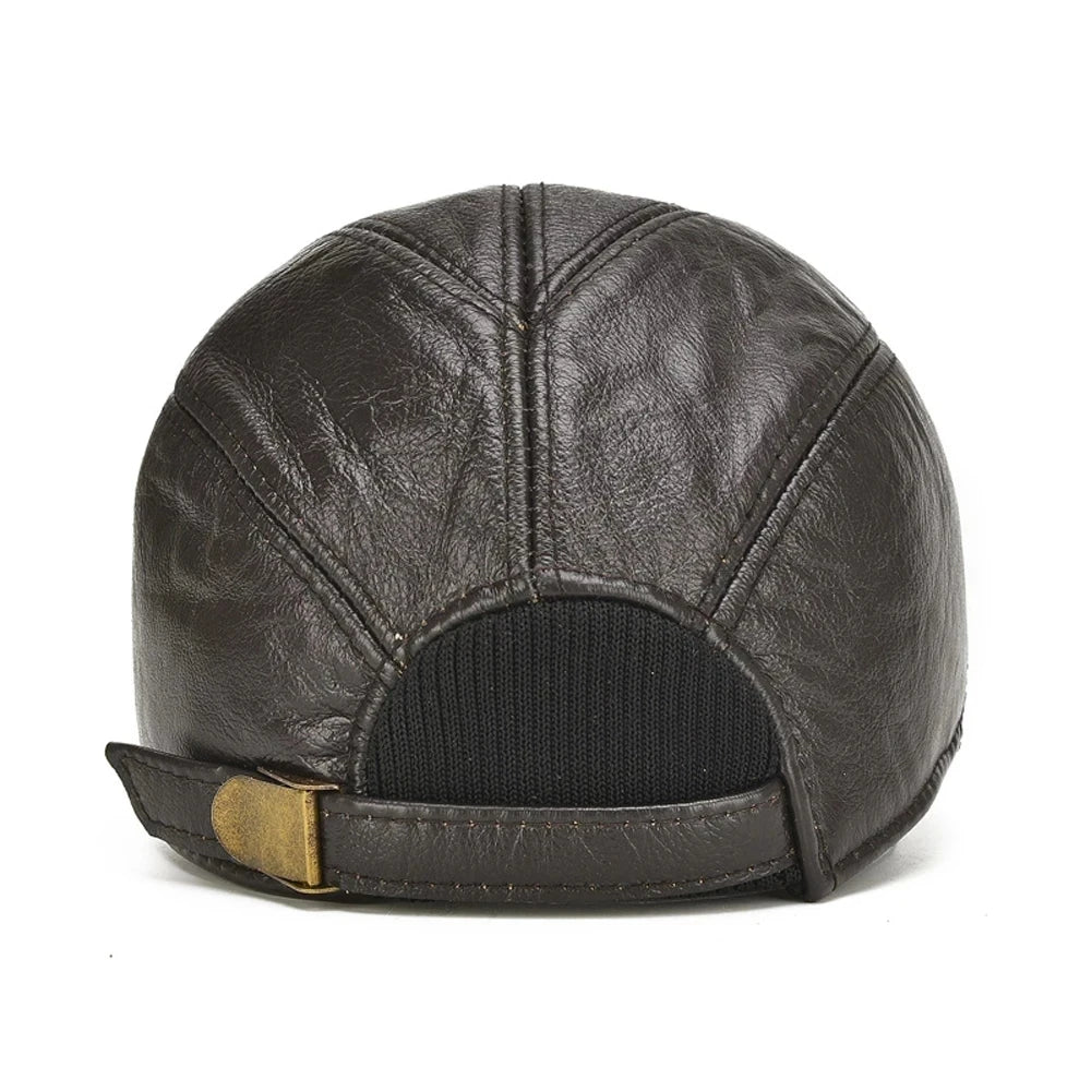 TEEK - Mens Real Leather Earflap Cap HAT theteekdotcom