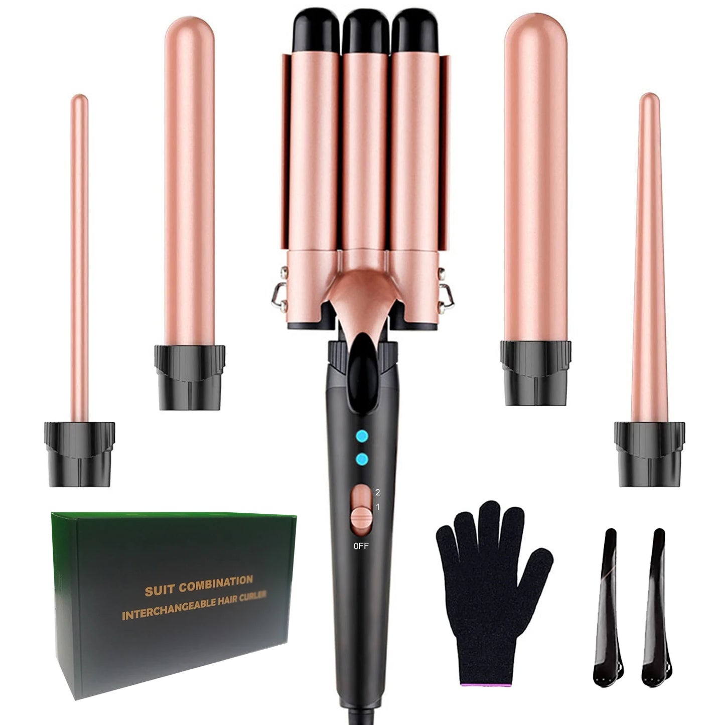 TEEK - 5 in 1 Hair Waver Curling Iron SET theteekdotcom EU  