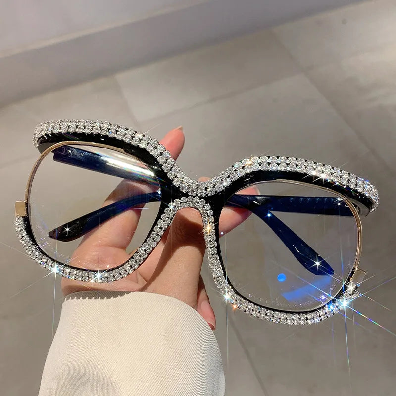TEEK - Oversized Owl Diamond Glasses EYEGLASSES theteekdotcom Black