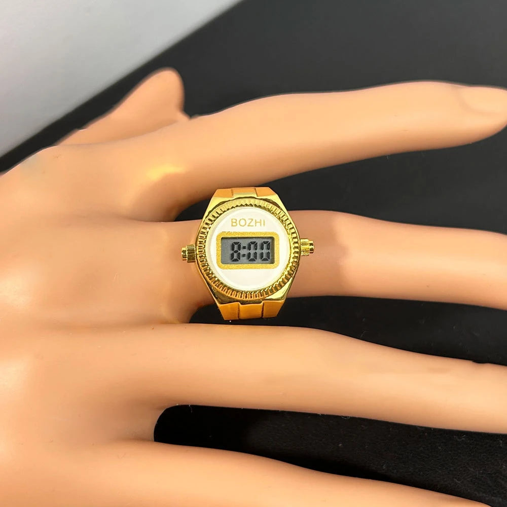 TEEK - Mini Electronic Digital Watch Finger Rings WATCH theteekdotcom gold-white  
