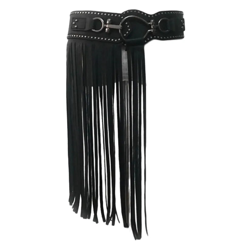 TEEK - Black Long Tassel Waist Chain Belt BELT theteekdotcom Waist S 68-75cm  