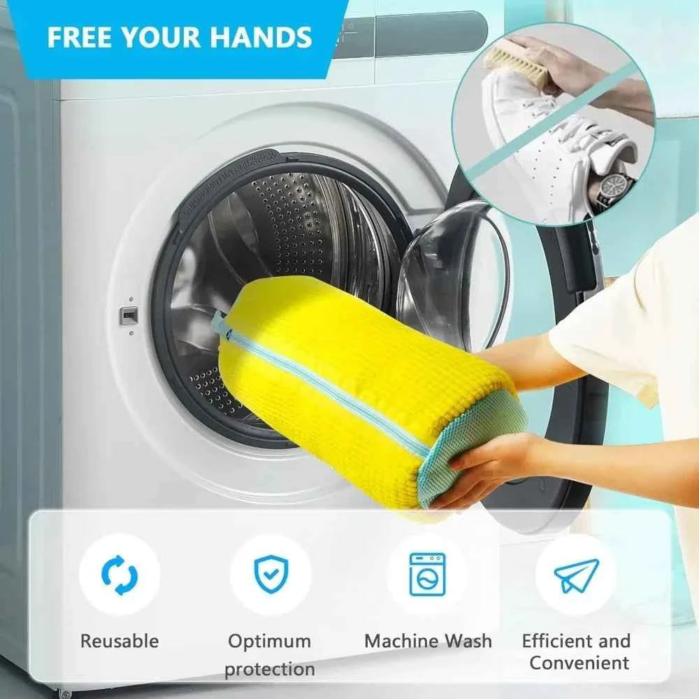 Shoe Wash Shoes Bag Padded Net Laundry Protector Fluffy fibers Polyester Washing Shoes Machine Laundry Bag Drying Bags 1PCS TEEK