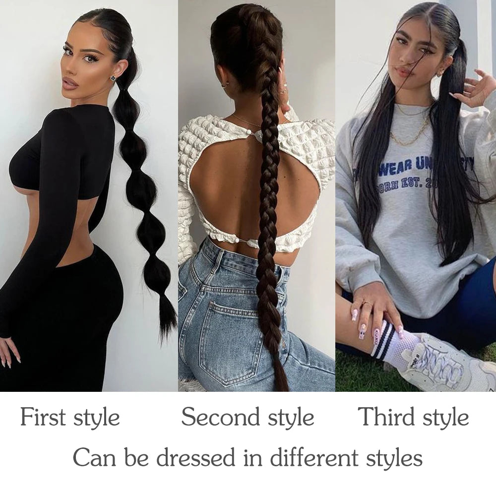 TEEK - 34inches Synthetic Long Braided Ponytail Hair Extensions HAIR theteekdotcom