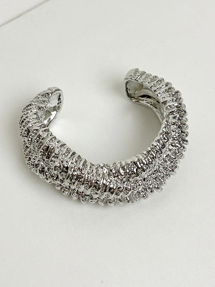 TEEK - Irregular Metal Lava Textured Open Jewelry JEWELRY theteekdotcom Silver Bracelets  
