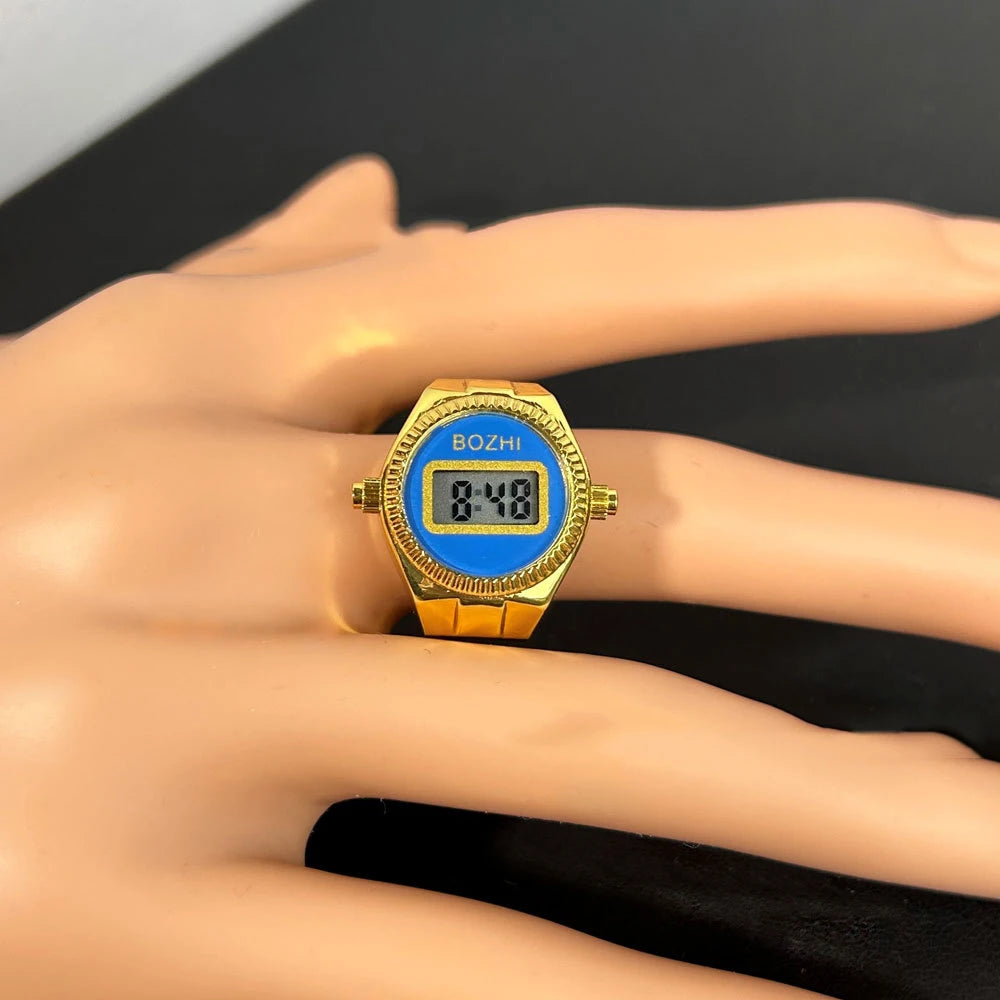 TEEK - Mini Electronic Digital Watch Finger Rings WATCH theteekdotcom gold-blue  