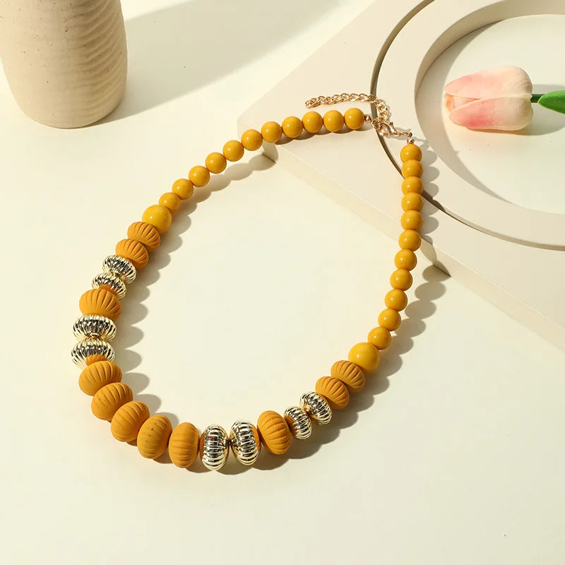TEEK - Golden Resin Beads Necklaces JEWELRY theteekdotcom KN296-3  