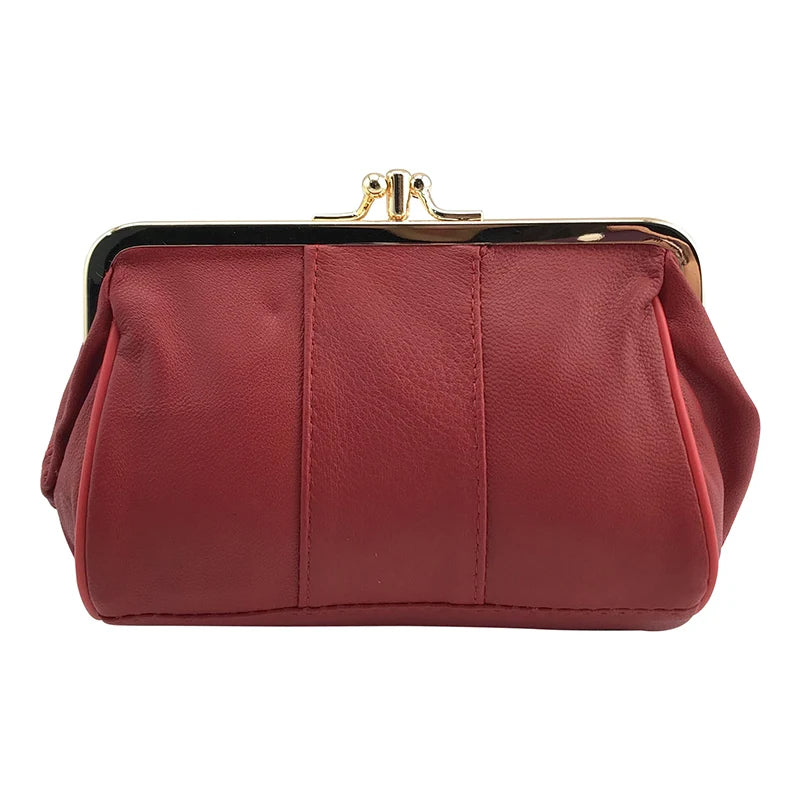 TEEK - Sheepskin Genuine Leather Coin Purse Handbag BAG theteekdotcom Red