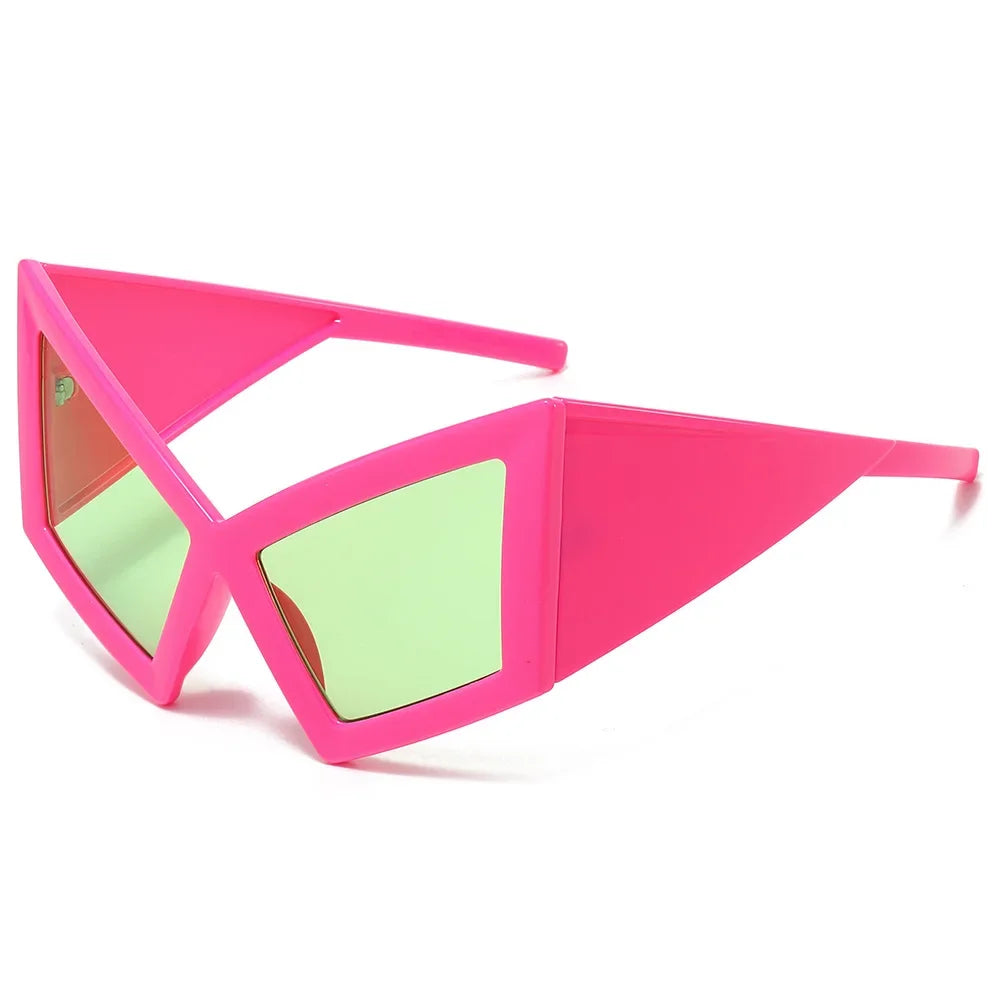 TEEK - Oversized Pop Era Cat Eye Sunglasses EYEGLASSES theteekdotcom Rose Green  