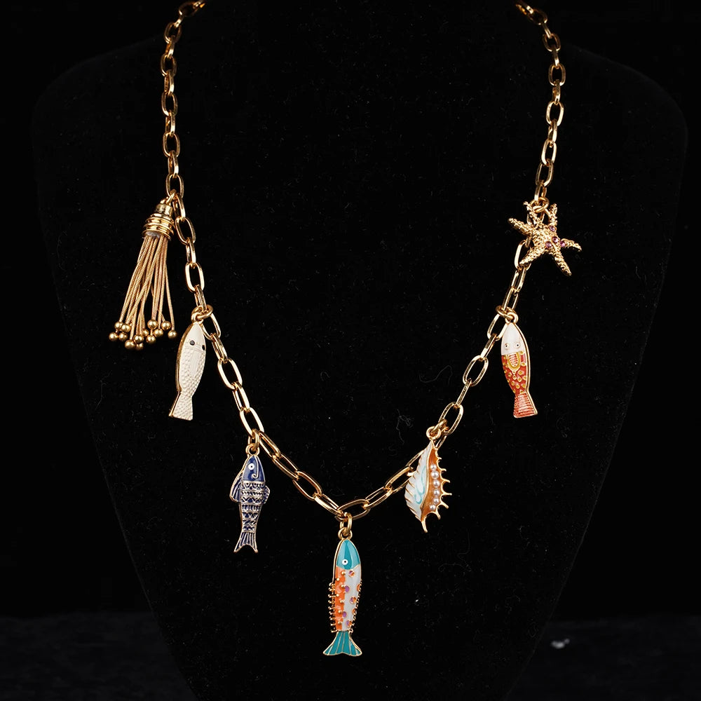 TEEK - Exaggerated Round Fringe Multilayer Pendant Necklace JEWELRY theteekdotcom WB220801011G663