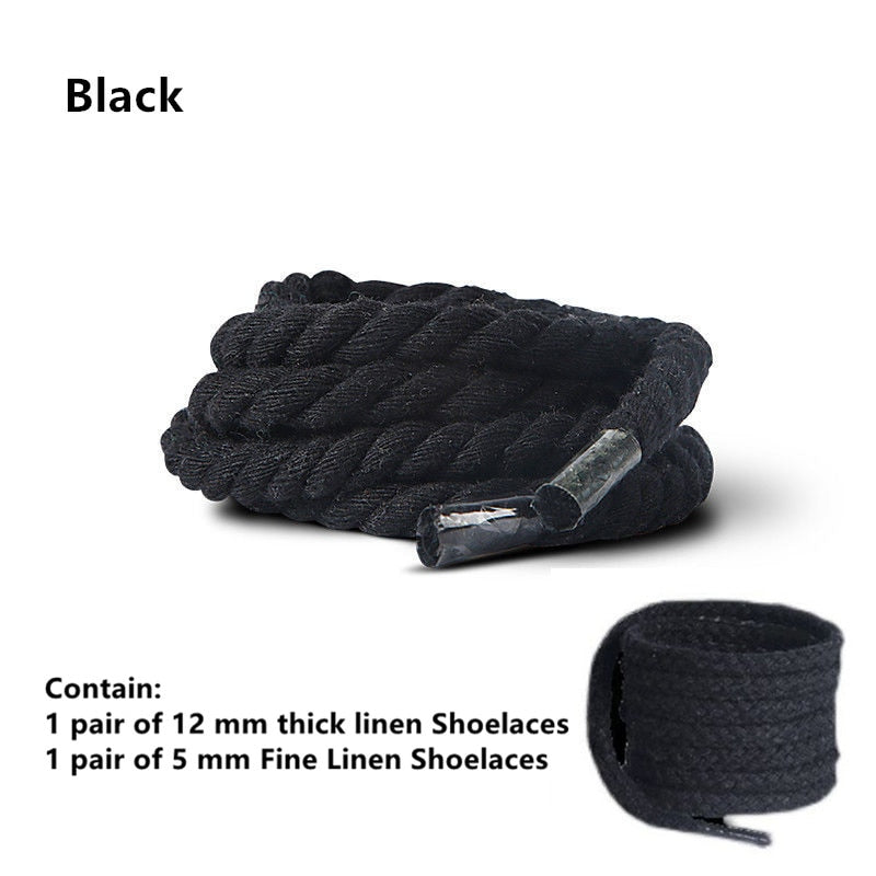 TEEK - 2 Pair Weaving Style Bold Shoelaces SHOELACES theteekdotcom Black 100cm/39.37in 