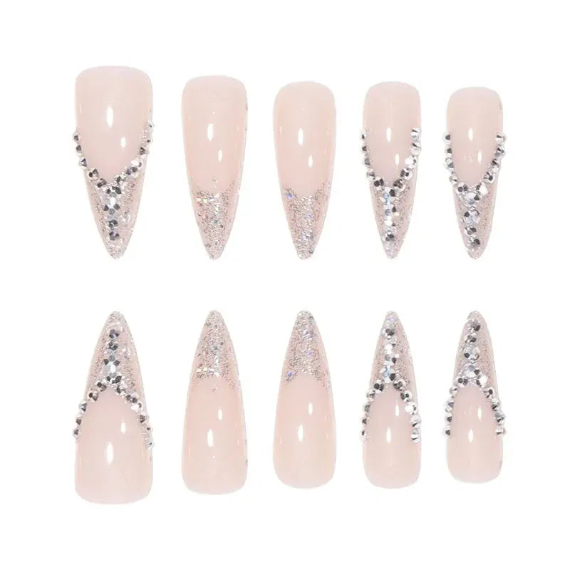 TEEK - 24 PCs Long Tip Shimmering 3D False Nails NAIL ART theteekdotcom   