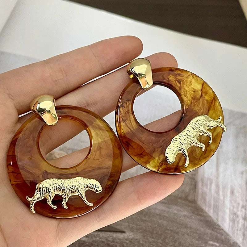 TEEK - Wild Cat Resin Circle Earrings JEWELRY theteekdotcom   