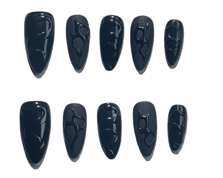 TEEK - Black Handmade False Nails Kit NAIL ART theteekdotcom