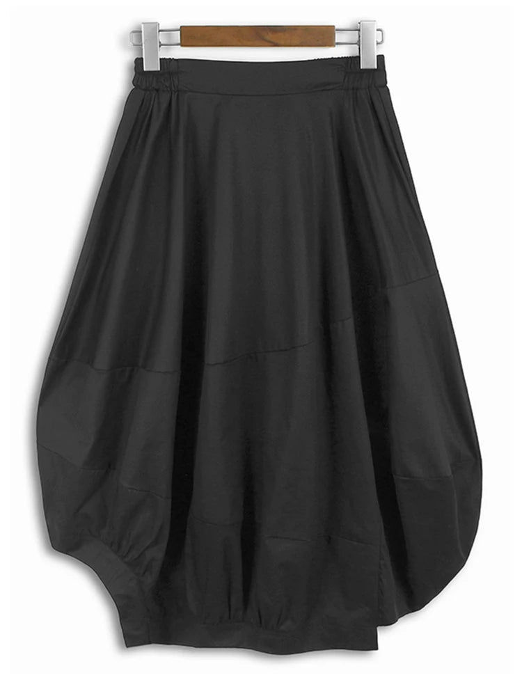 TEEK - Elastic Waist Army Green Pleated Irregular Skirt SKIRT theteekdotcom black One Size 