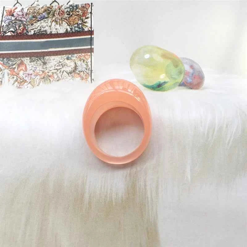 UJBOX Big Promotion Round Resin Rings Women Acrylic Wedding Bands Party Jewelry Bulk TEEK