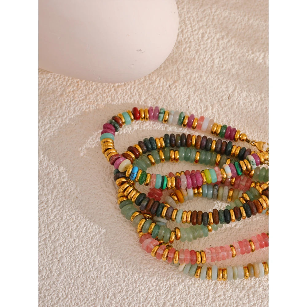 TEEK - Colorful Natural Stone Beads Chain Handmade Bracelet JEWELRY theteekdotcom   