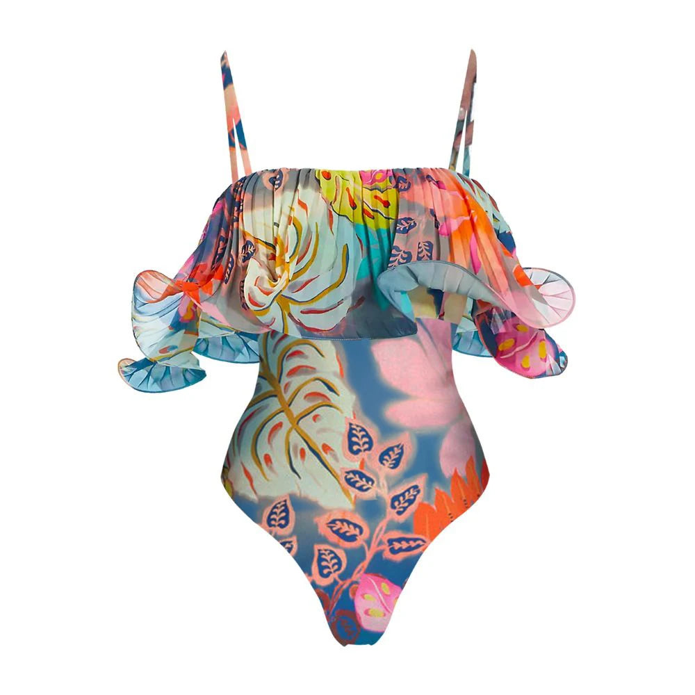 TEEK - Flowers One Piece Swimsuit and Skirt Women
