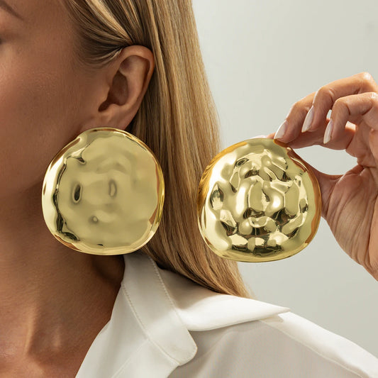 TEEK - Exaggerated Large Disc Lava EarringS JEWELRY theteekdotcom Gold