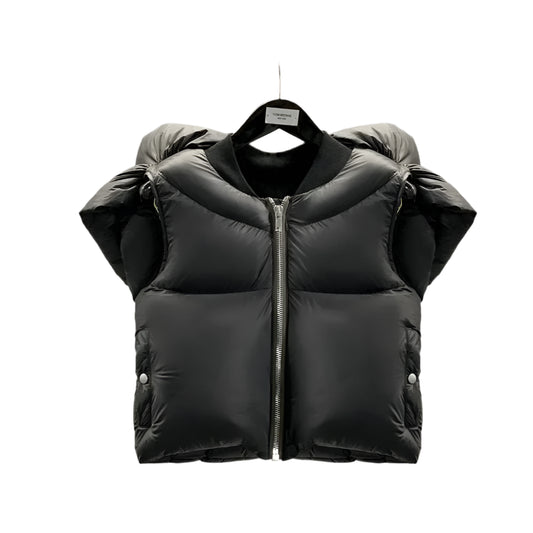 TEEK - Black Puff Real Down Three-Dimensional Cropped Vest Jackets VEST theteekdotcom