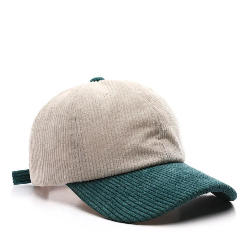 Spring Autumn Corduroy Baseball Caps 100% Cotton Solid Vintage Unisex Baseball Hat for Women Men Adjustable Outdoor Hip Hop Hats TEEK BeigeDgreenY