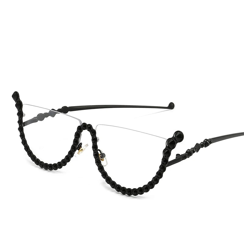 TEEK - Semi Framed Bejeweled Cat Eye Sunglasses EYEGLASSES theteekdotcom C12