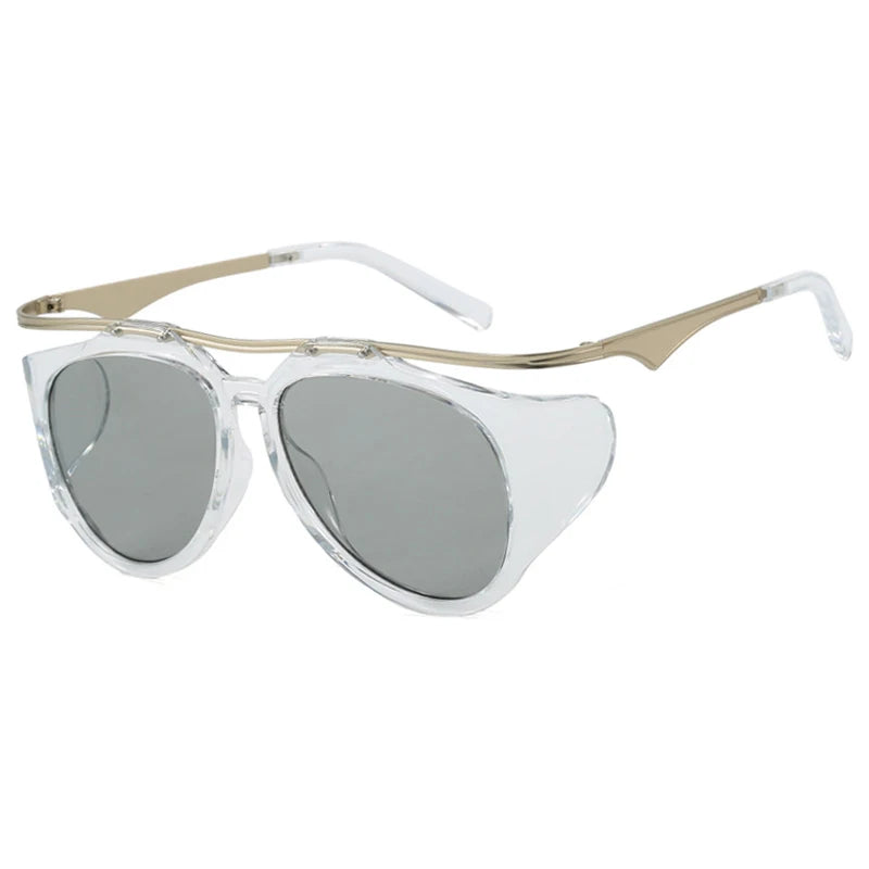 TEEK - Bended Oversized Double Bridge Sunglasses EYEGLASSES theteekdotcom Clear Gray