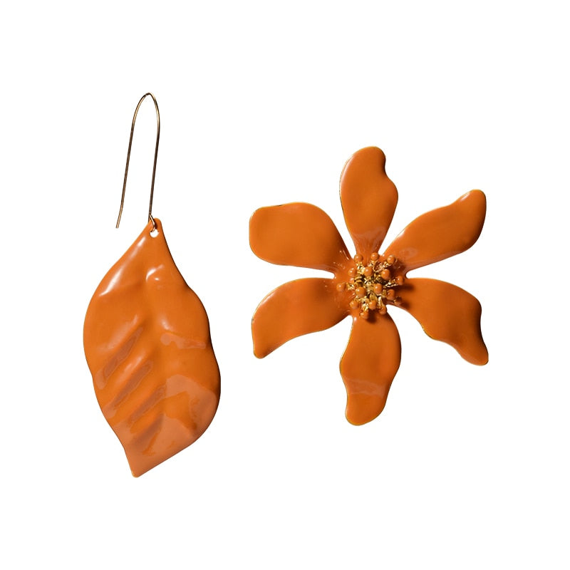 TEEK - Mix Leaf Flower Dangle Drop Earrings JEWELRY theteekdotcom Brown  