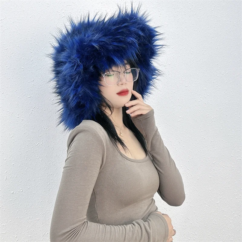 TEEK - Faux Fur Oversized Bucket Hat HAT theteekdotcom blue