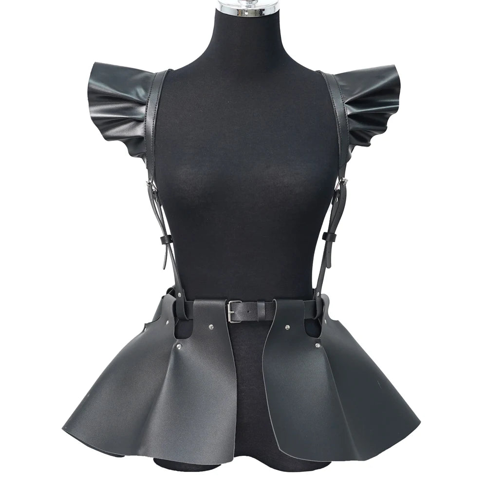 TEEK - Body Harness Belt Ruffled Skirt Hem BELT theteekdotcom Black  