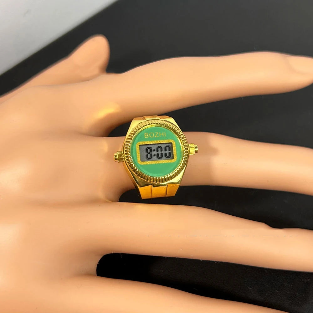 TEEK - Mini Electronic Digital Watch Finger Rings WATCH theteekdotcom gold-green  