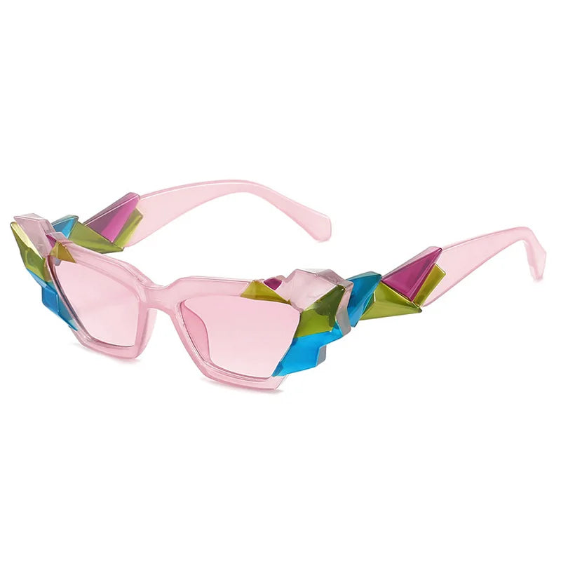 TEEK - Color Collage Cateye Sunglasses EYEGLASSES theteekdotcom PinkFlower-Pink