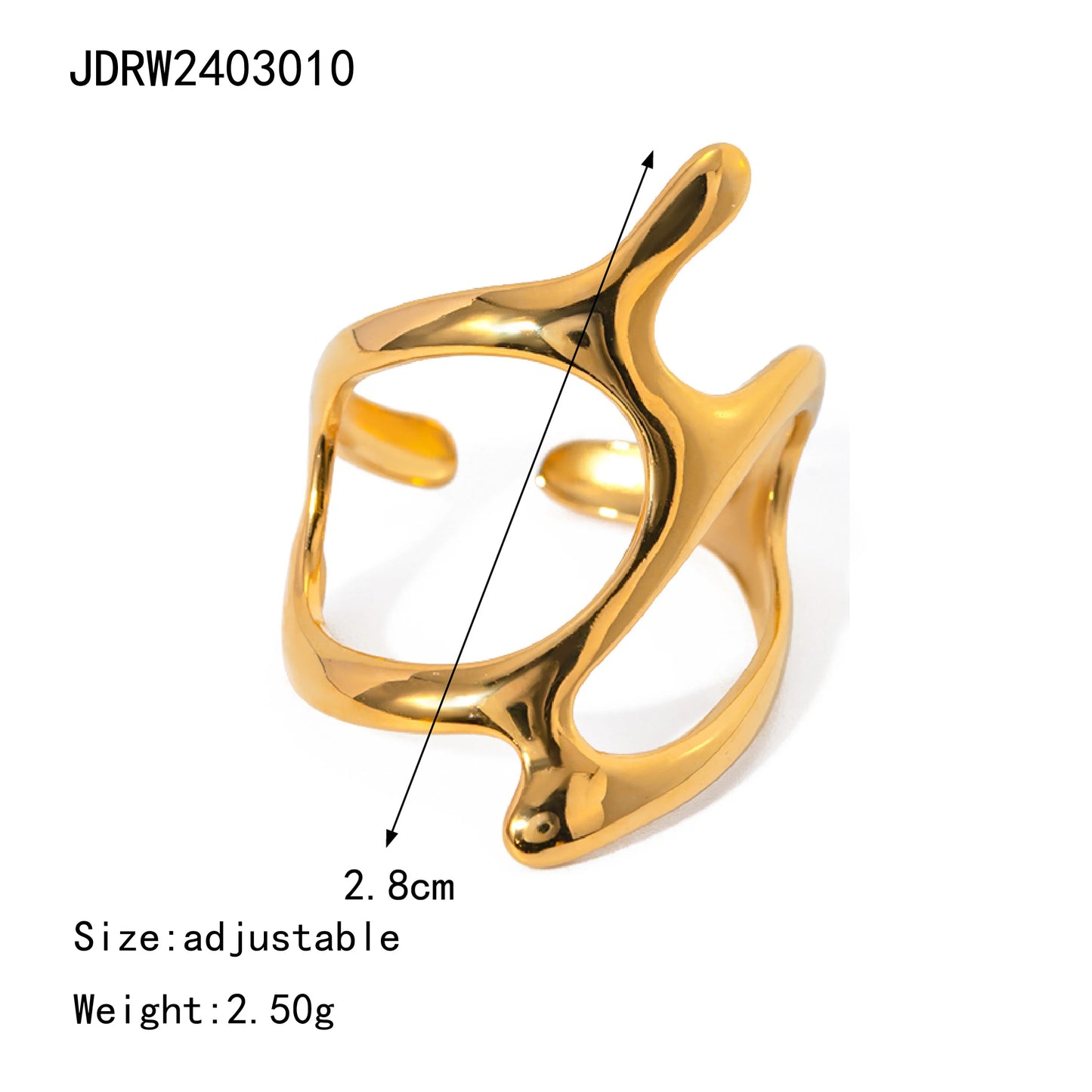 TEEK - 18K Gold Color Plated Stainless Steel Stackable Ring JEWELRY theteekdotcom JDRW2403010