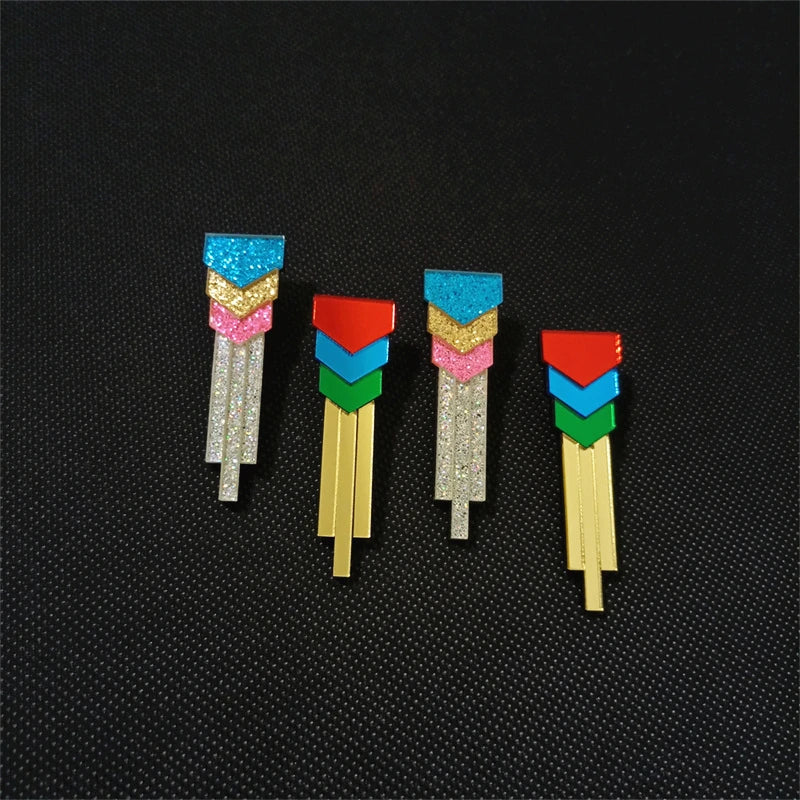 TEEK - Multicolor Stripes Splice Plate Earrings JEWELRY theteekdotcom   