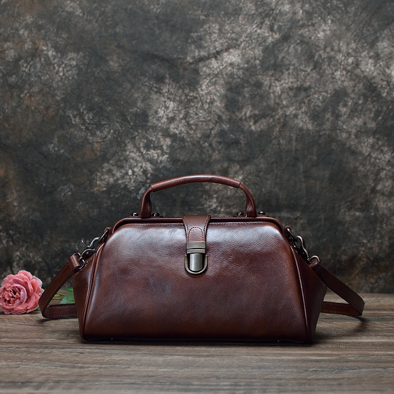 TEEK - Vintage Handmade Doctor-Style Handbag BAG theteekdotcom Coffee  