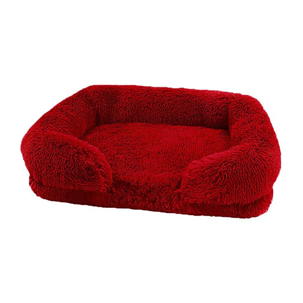 TEEK - Cozy Plush Dog Sofa Bed With Removable Cover PET SUPPLIES theteekdotcom Burgundy S 40x30x12cm 