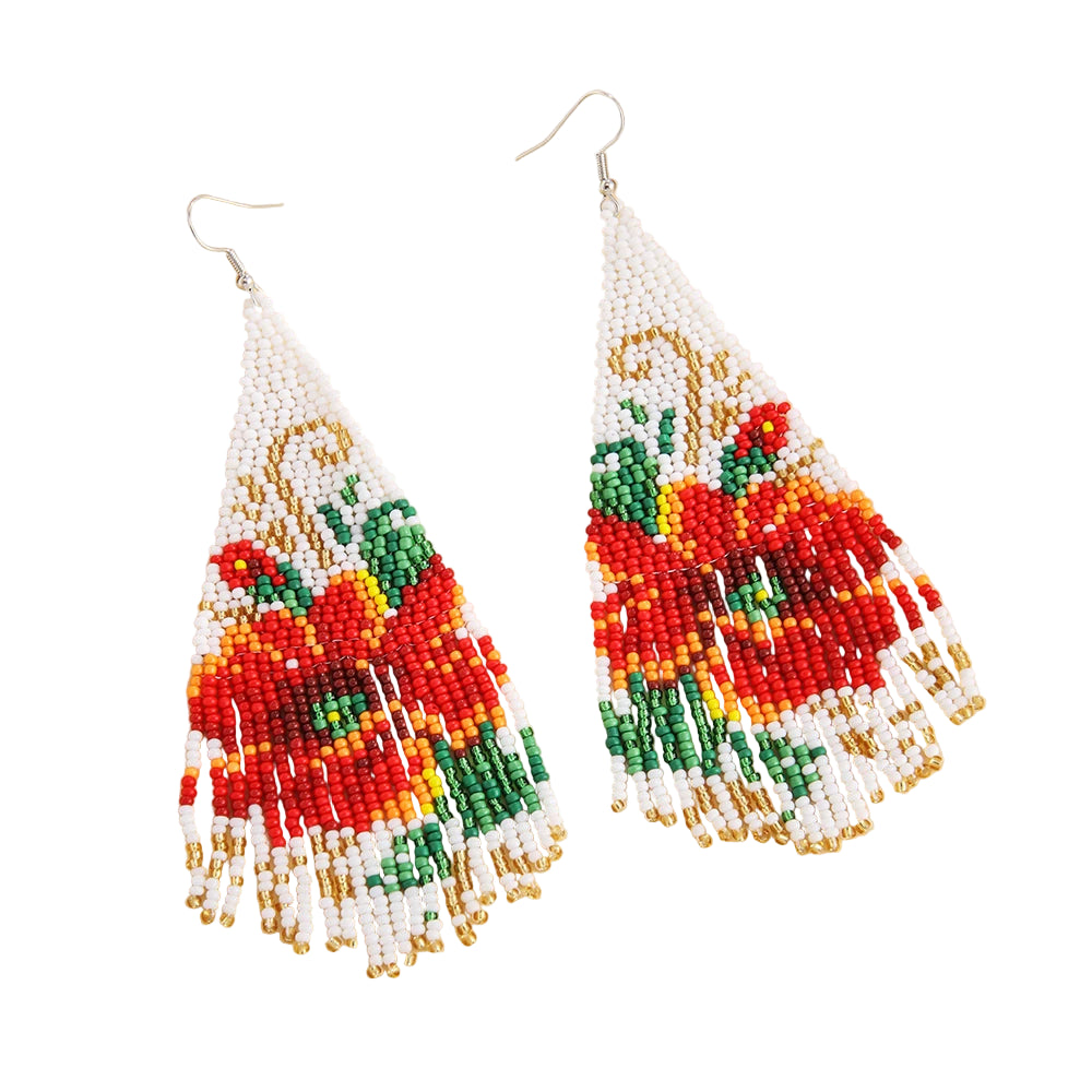 TEEK - Rose Tassels Hand-Beaded Earrings JEWELRY theteekdotcom Multi