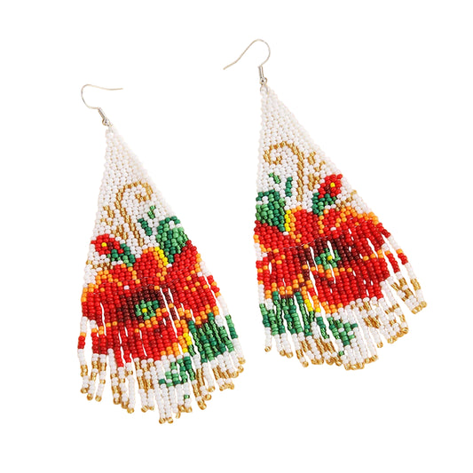 TEEK - Rose Tassels Hand-Beaded Earrings JEWELRY theteekdotcom Multi
