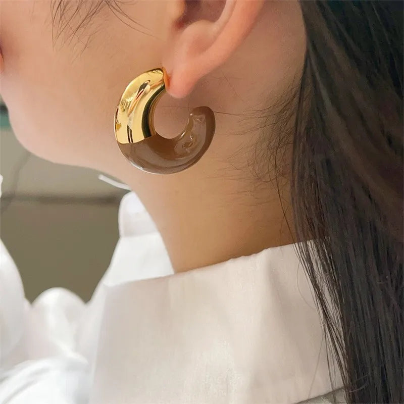 TEEK - Glossy C-shaped Drip Glaze Earrings JEWELRY theteekdotcom   