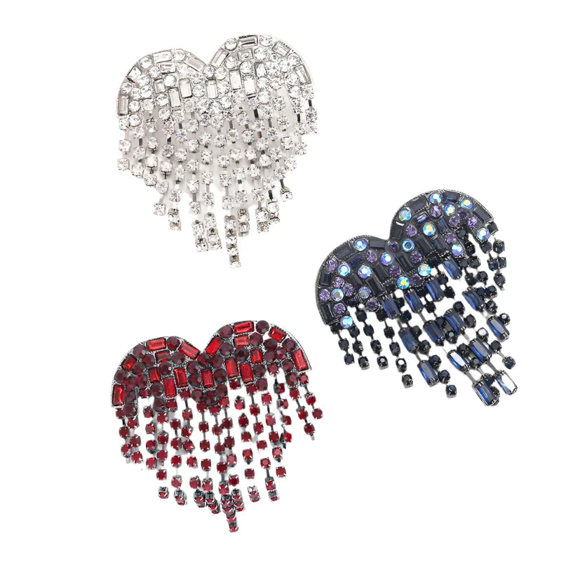 TEEK - Bleed Black Rhinestone Heart Shape Lapel Pins JEWELRY theteekdotcom   