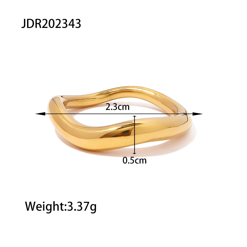 TEEK - 18K Gold Color Plated Stainless Steel Stackable Ring JEWELRY theteekdotcom JDR202343