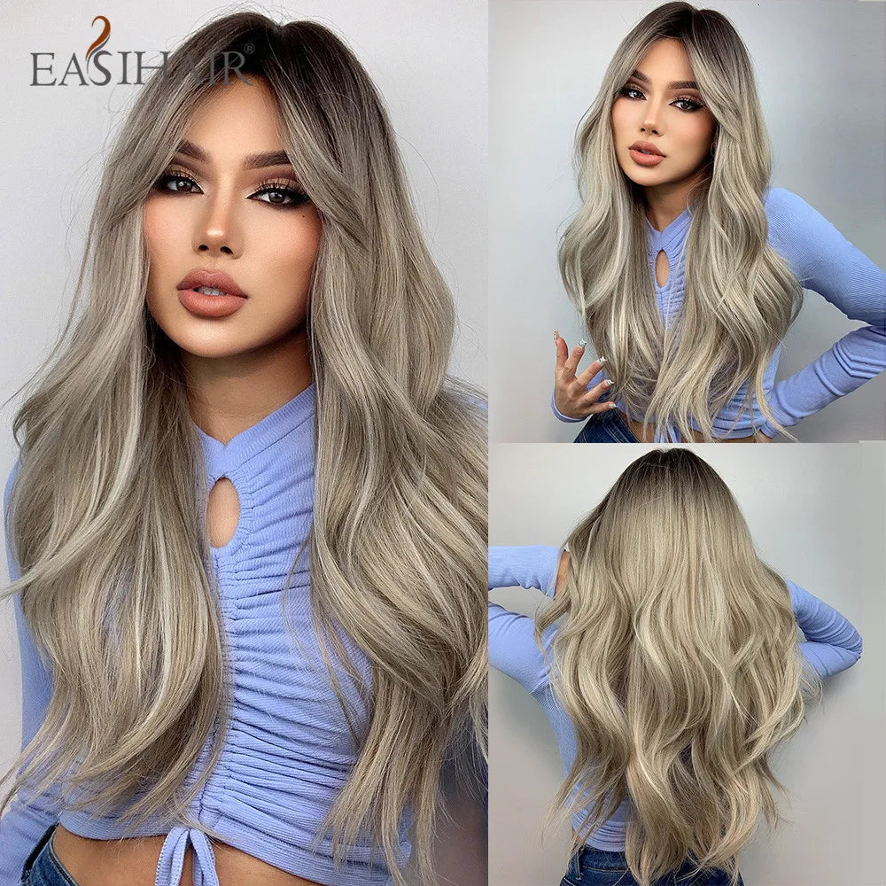 TEEK - Medium Length Wavy Bang Synthetic Wig HAIR theteekdotcom   