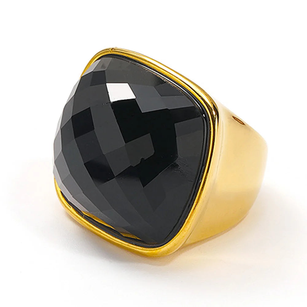 TEEK - Square Gemstone Ring JEWELRY theteekdotcom Black 9 