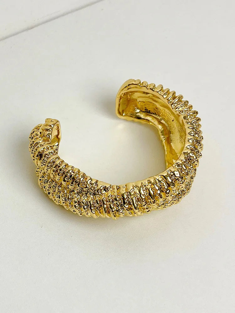 TEEK - Irregular Metal Lava Textured Open Jewelry JEWELRY theteekdotcom Gold Bracelets  