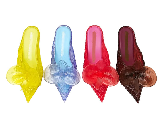 Design Big Butterfly Knot Melissa Women Flat Mules Sandals High Quality Cozy Patent Leather Pointed Toe Back Strap Shoes TEEK