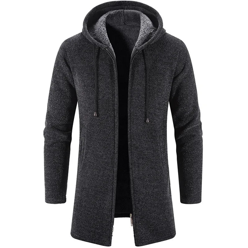 TEEK - Mens Zipper Medium Long Sweatercoat COAT theteekdotcom Dark gray US XS | Asian M 45-53kg 