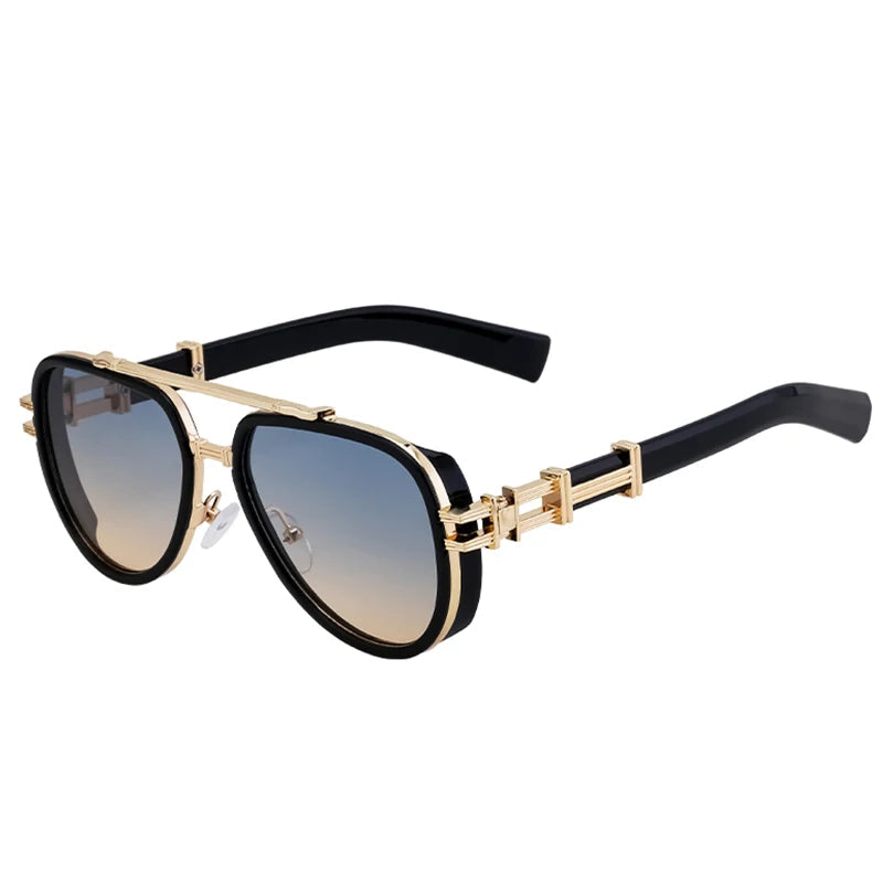 TEEK - Vintage Punk Oval Double Beam Sunglasses EYEGLASSES theteekdotcom C5 BlackGreenYellow
