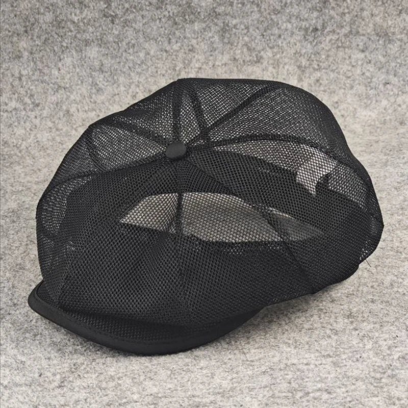 TEEK - Octagonal Mesh Newsboy Cap HAT theteekdotcom Black L 59-60cm/23.6in 