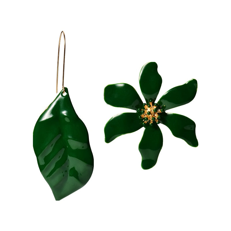 TEEK - Mix Leaf Flower Dangle Drop Earrings JEWELRY theteekdotcom Green  